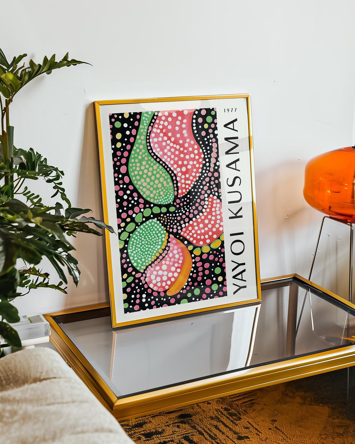 Yayoi Kusama 1977 Polka Dot Organic Green Pink Black Abstract Poster - Image 4