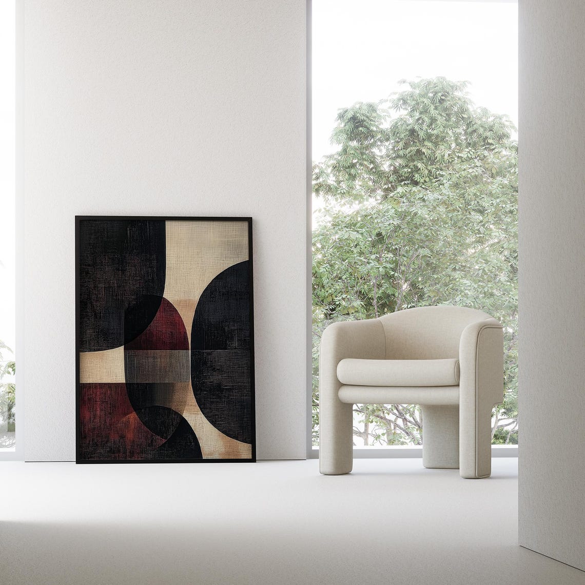 Overlapping Circles Dark Arches Beige Modern Abstract Poster - Image 2