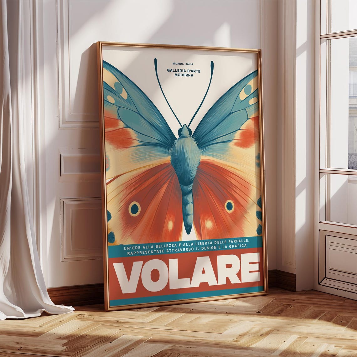 Volare Butterfly Italian Exhibition Retro Style Art Print Milano