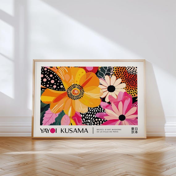 Yayoi Kusama Floral Explosion Art Poster Bold Flower Wall Art Print Modern Abstract Home Decor