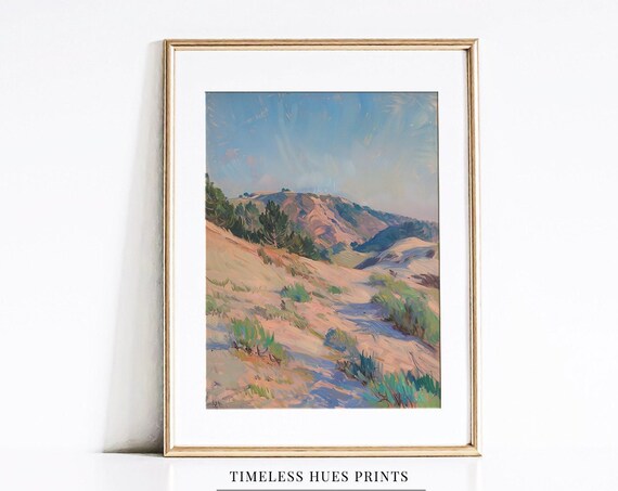 Warm Desert Hills Ravine Painting Impressionist Landscape Painting Vintage Desert Art Print Art 1 307