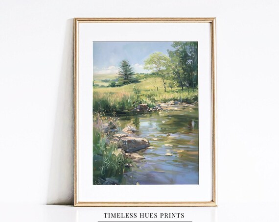 Gentle Nature Landscape Painting Vertical Landscape Painting Peaceful Valley Painting Art 1 208