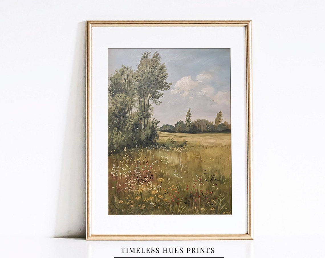 Tall Trees Golden Sunny Summer Meadow Wildflower Field Poster