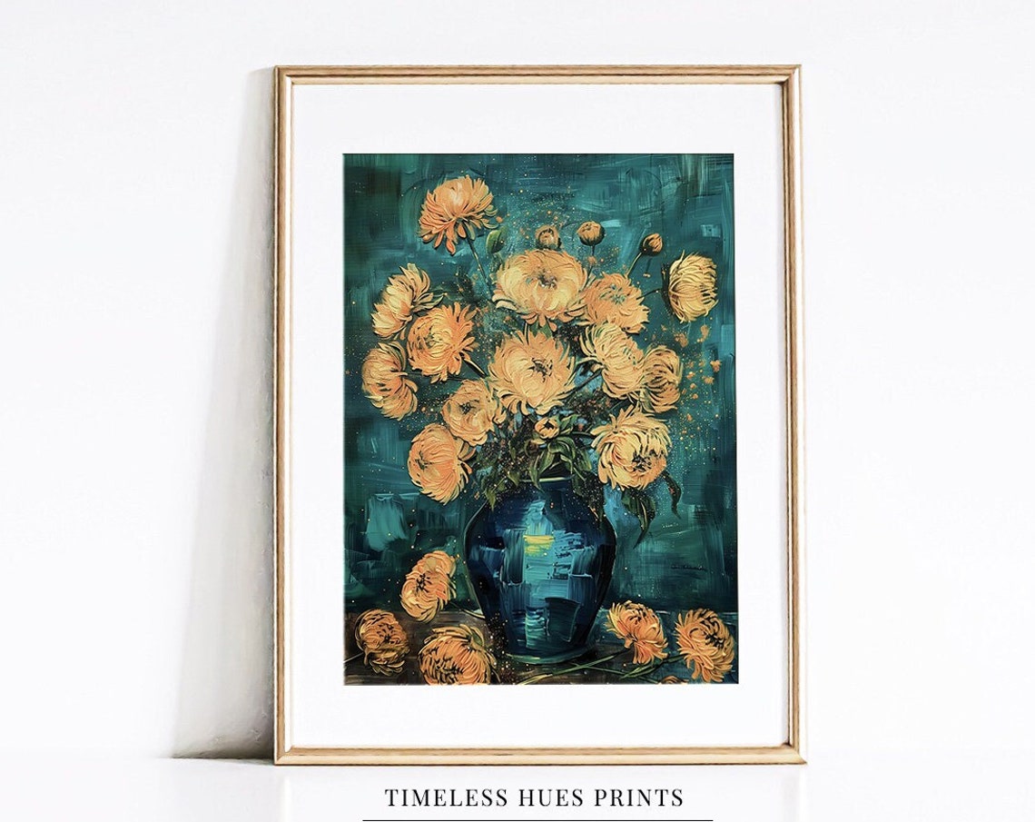Vintage Moody Floral Still Life Painting Farmhouse Decor Vase Flower Art Painting Flower Painting A 1 255