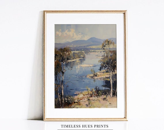 Serene Lake Landscape Painting River Painting Vintage Landscape Serene Countryside A 1 270