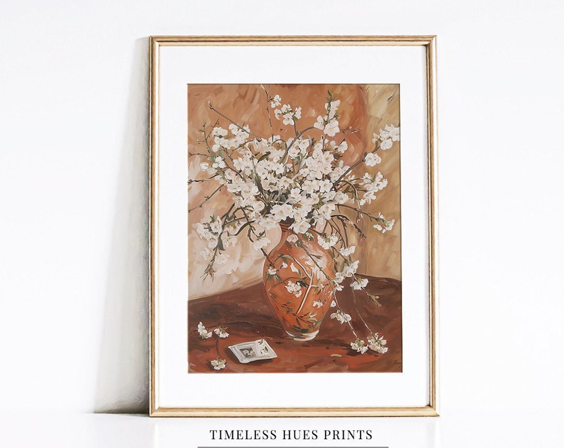 Vintage Still Life Painting Farmhouse Decor Vase Flower Art Painting Flower Painting Art 1 258