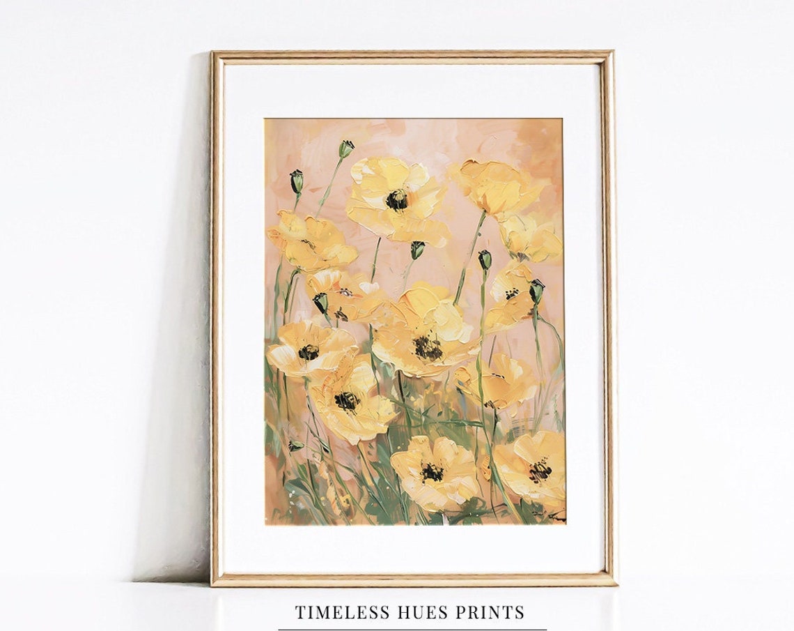 Vintage Poppy Field Flower Painting Wildflower Painting Vintage Flower Painting Botanical Print A 1 229