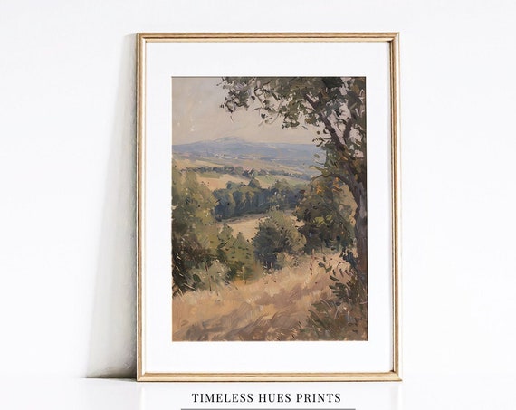 Vintage Serene Rural Countryside Landscape Painting Vintage Rustic Landscape Painting Art 1 300