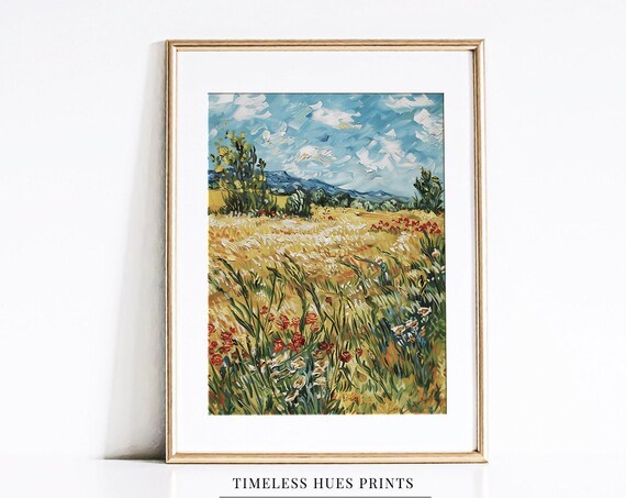 Golden Wheat Field With Poppies In A Van Gogh Style Sky Poster