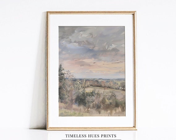Vintage Serene Rural Landscape Painting Countryside Landscape Painting Rustic Farmland Painting A 1 260