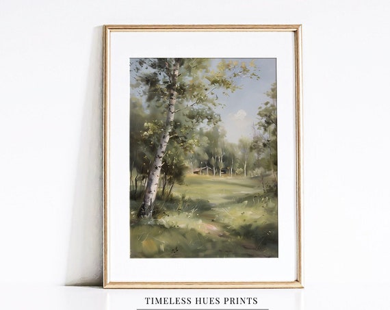 Vintage Woodland Landscape Painting Forest Landscape Painting Art 1 219