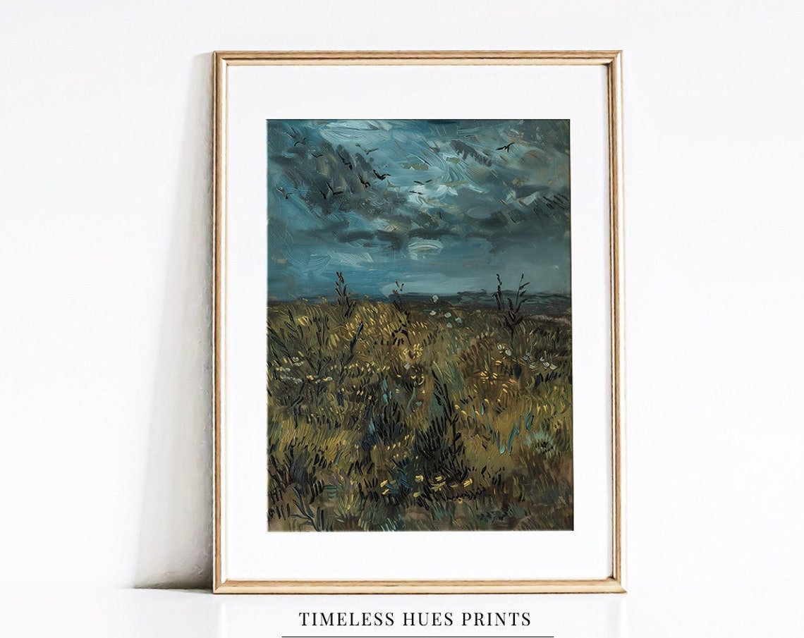 Van Gogh Wheatfield with Crows Stormy Sky Oil Painting Poster