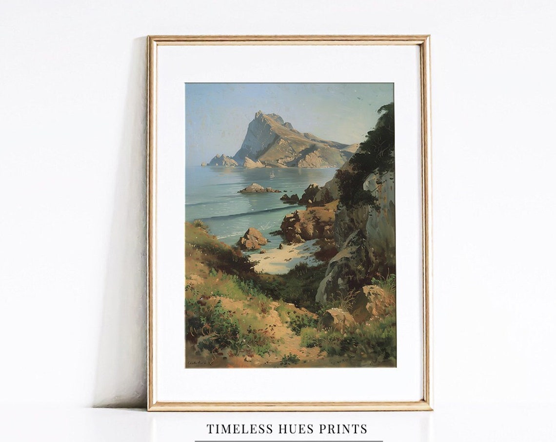 Rocky Headland Glassy Morning Bay Classic Romantic Seascape Poster