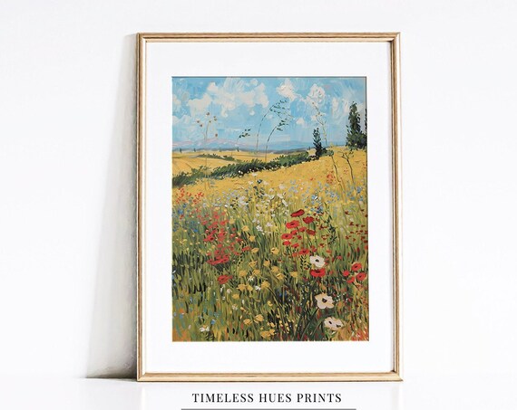 Van Gogh Wheat Field, Vintage Landscape Art Print