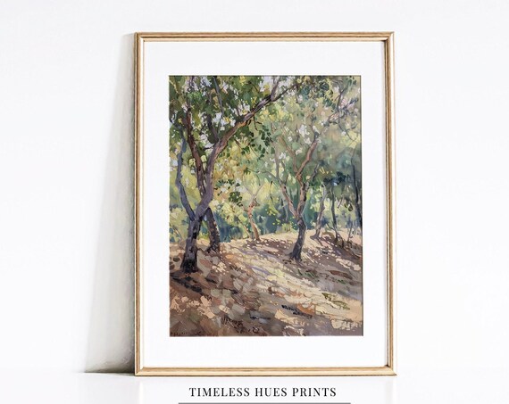 Sun Dappled Summer Forest Grove Path Impressionist Woodland Art Poster