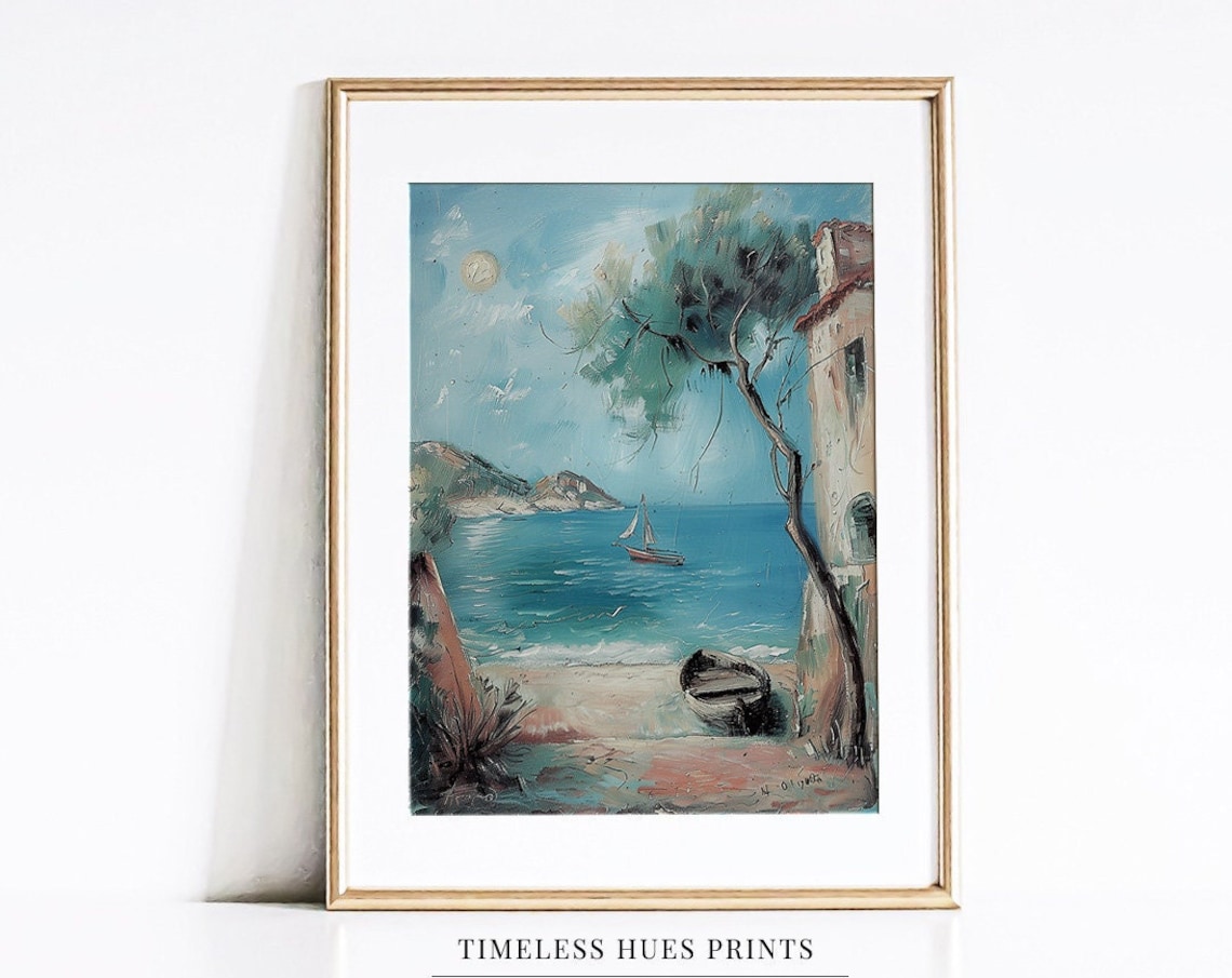Vintage Coastal Painting Landscape Painting Ocean Painting Beach Painting Seascape Painting A 1 239