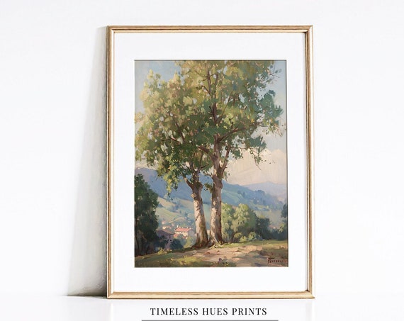 Rustic Tree Italian Countryside Painting Vintage Impressionist Tuscany Painting Countryside Art 1 223