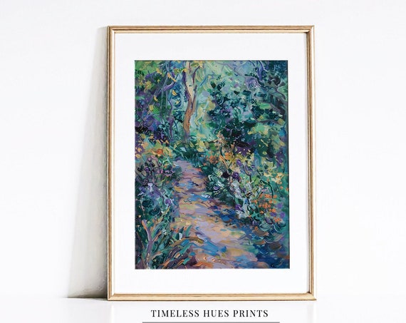 Forest Path Painting Abstract Impressionist Painting Woodland Forest Art Print Forest Impressionist Painting Wall Art Decor