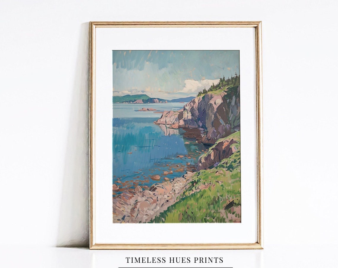 Rocky Cliffs Turquoise Water Classic Coastal Seascape Poster