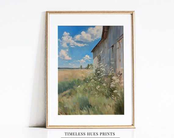 Weathered Barn Corner With Wildflowers And Golden Fields Poster