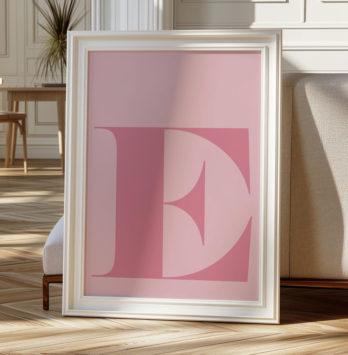 Letter E Poster, Monogram Wall Decor