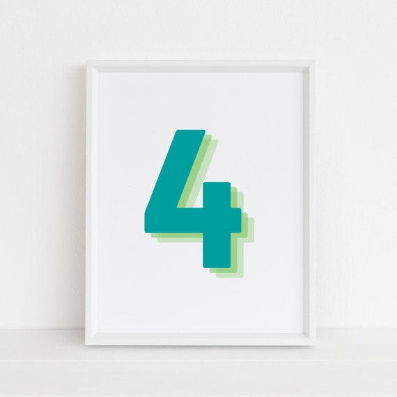 Retro 3D Number 4 Birthday Age Poster
