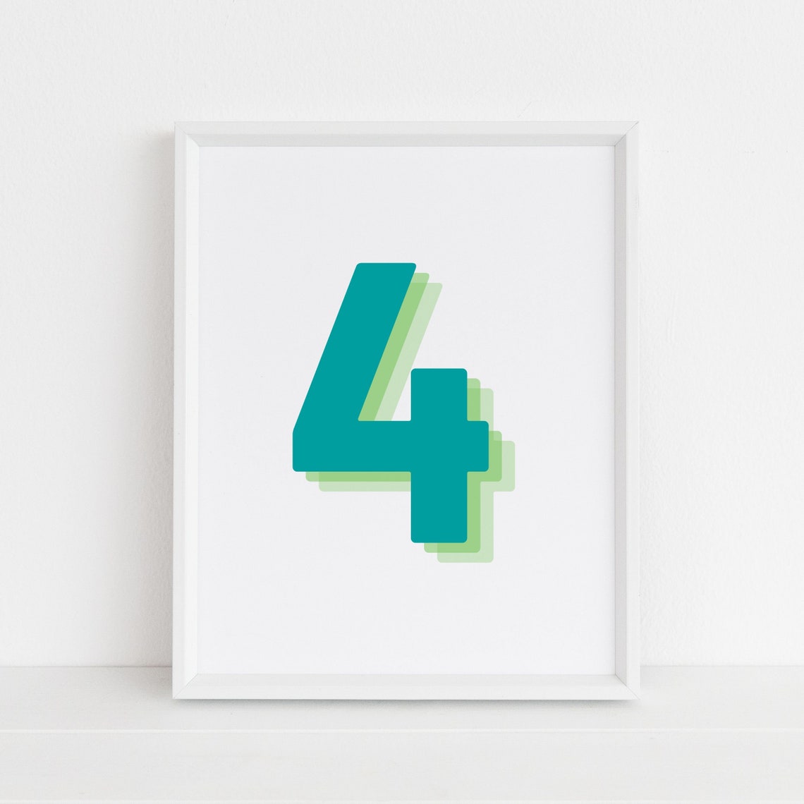 Retro 3D Number 4 Birthday Age Poster