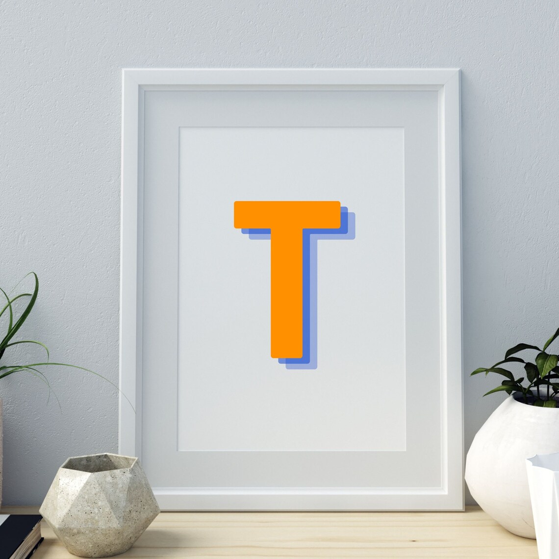 Retro 3D Letter T Monogram, Baby Letter Art - Image 3