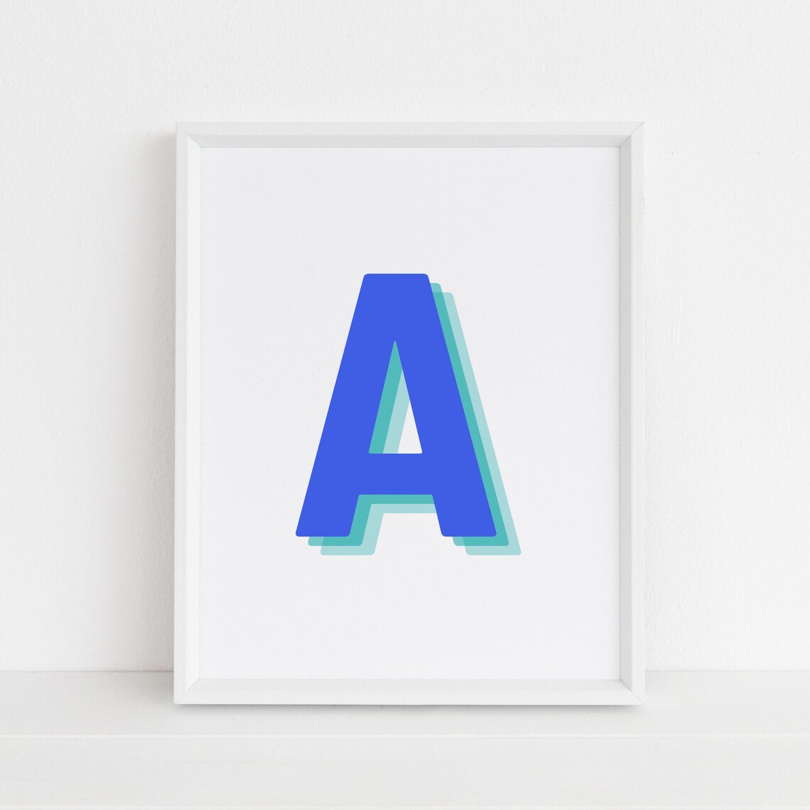 Retro 3D Letter A Art Print, Baby Letter Art