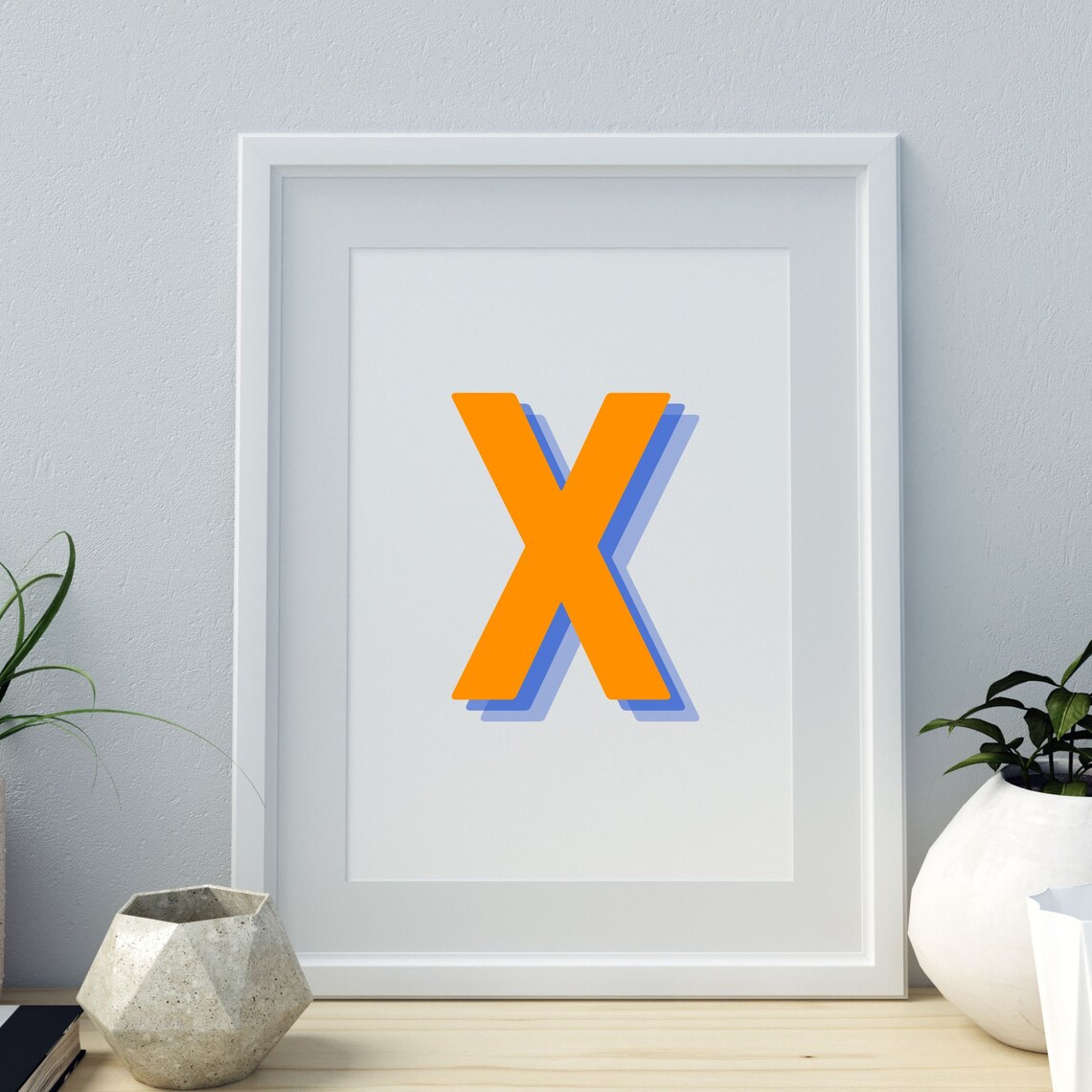 Retro 3D Letter X Monogram, Baby Letter Art - Image 4
