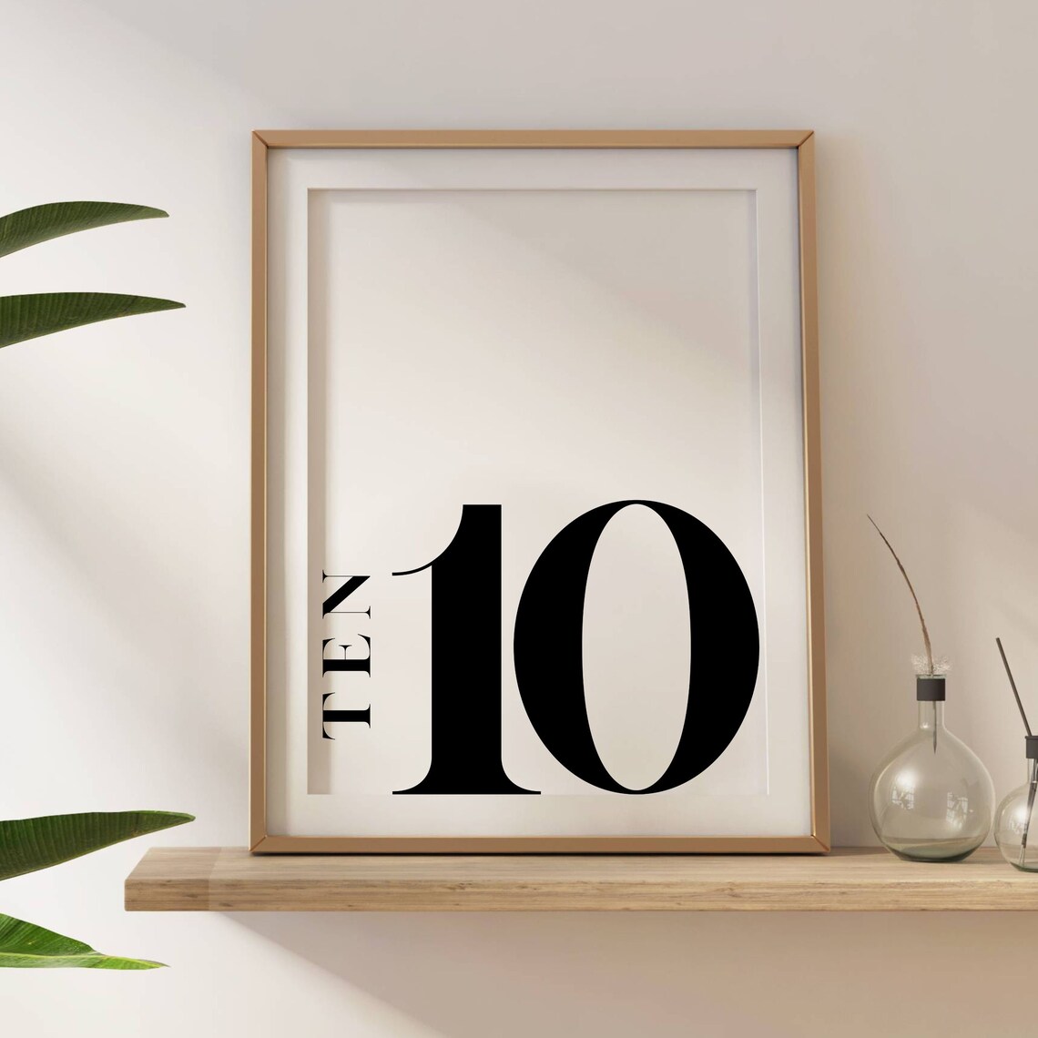 Number 10 Monogram Print, Wedding Table Number