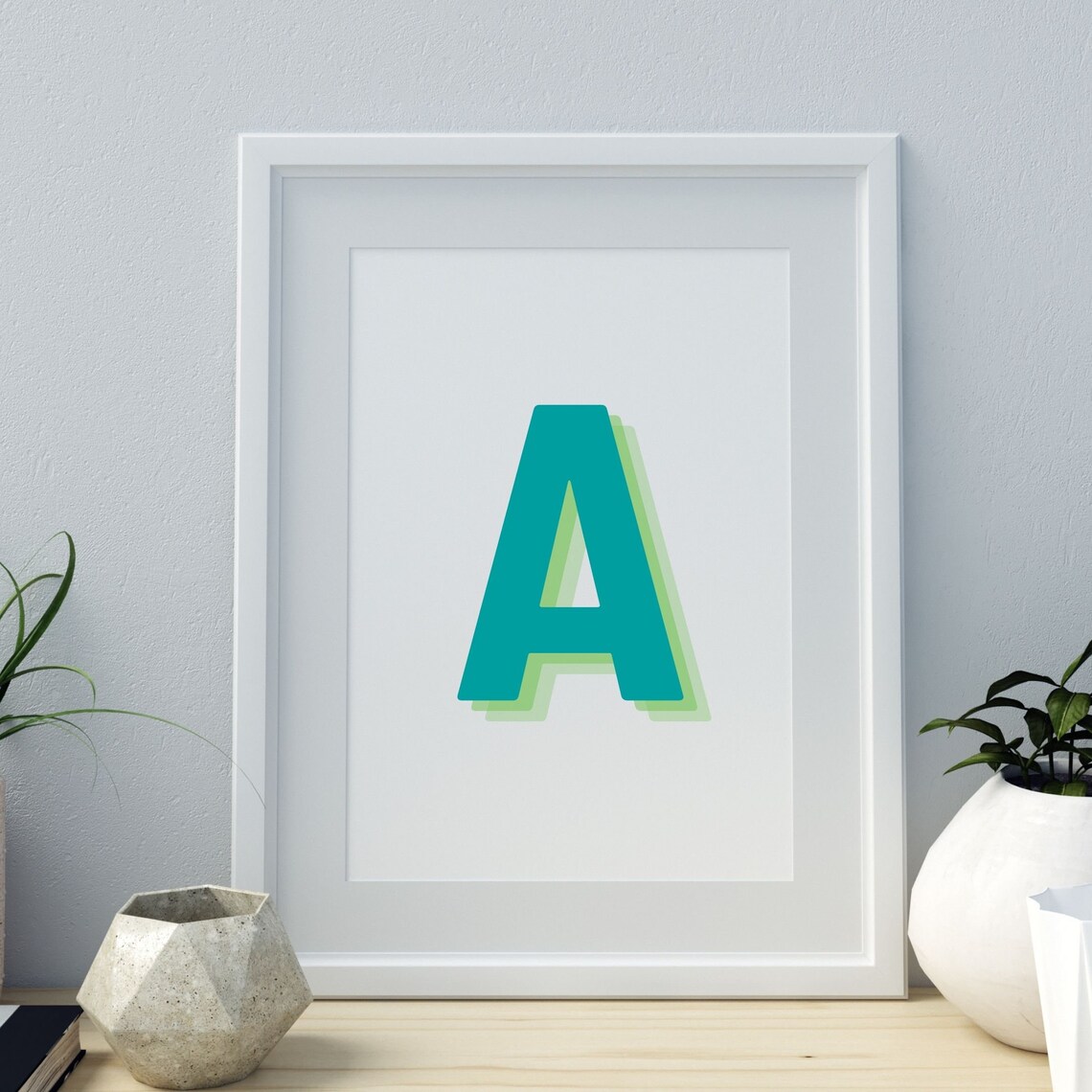 Retro 3D Letter A Monogram Alphabet Art Print - Image 4