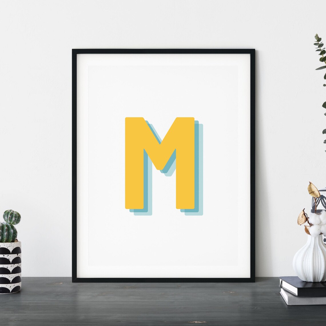 Retro 3D M Letter Monogram, Nursery Decor - Image 4