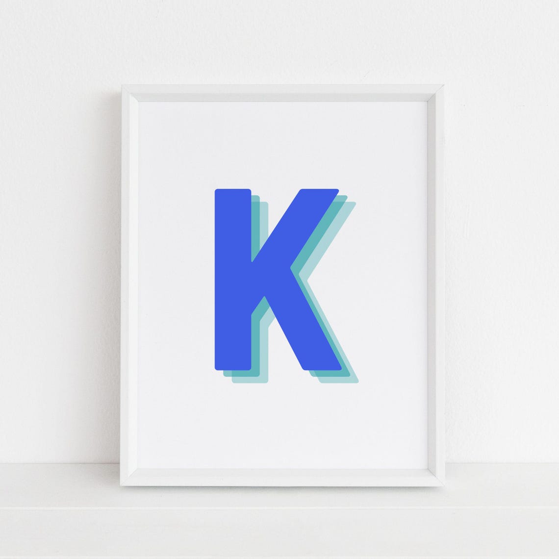 Retro 3D K Monogram Letter Print