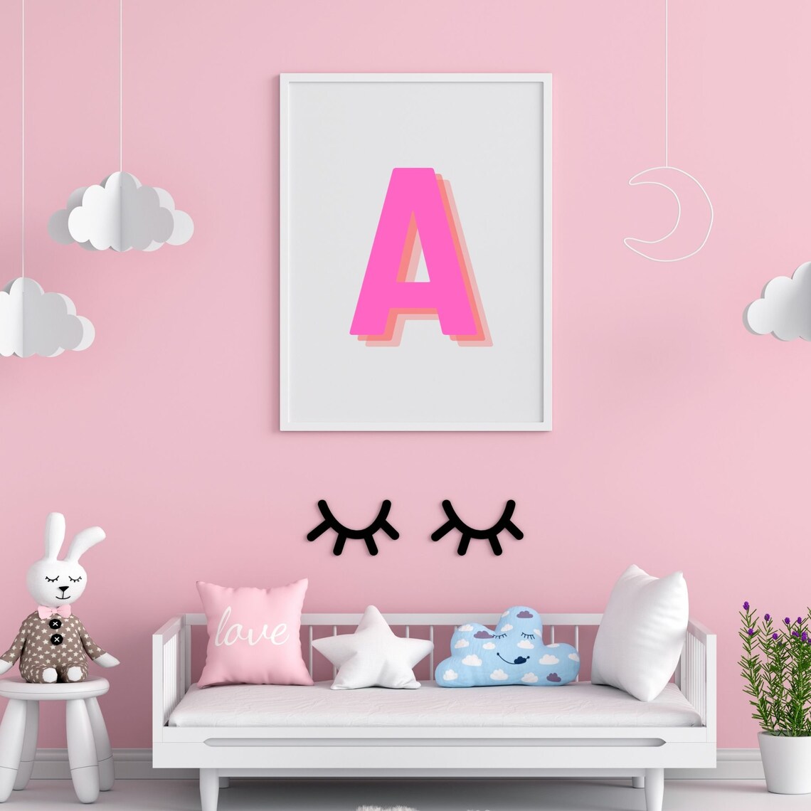 Retro 3D Letter A Monogram Alphabet Art Print - Image 5