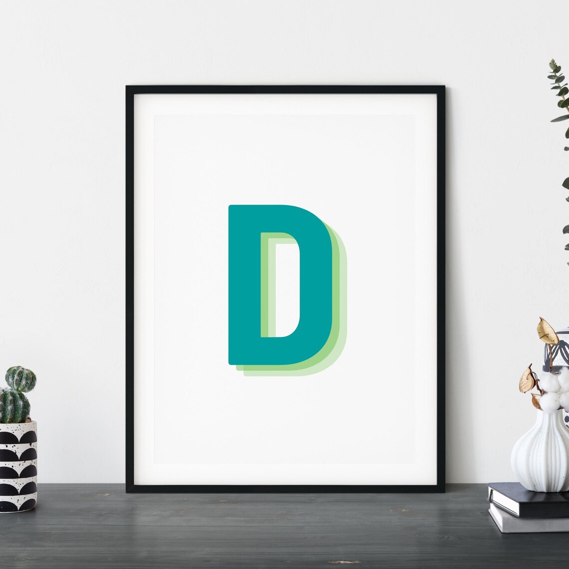 Retro 3D Letter D Monogram Alphabet Art Print - Image 5