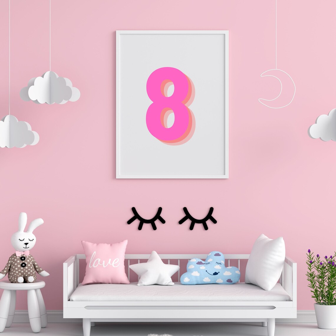 Retro 3D Number 8 Art Print, Monogram Birthday - Image 5