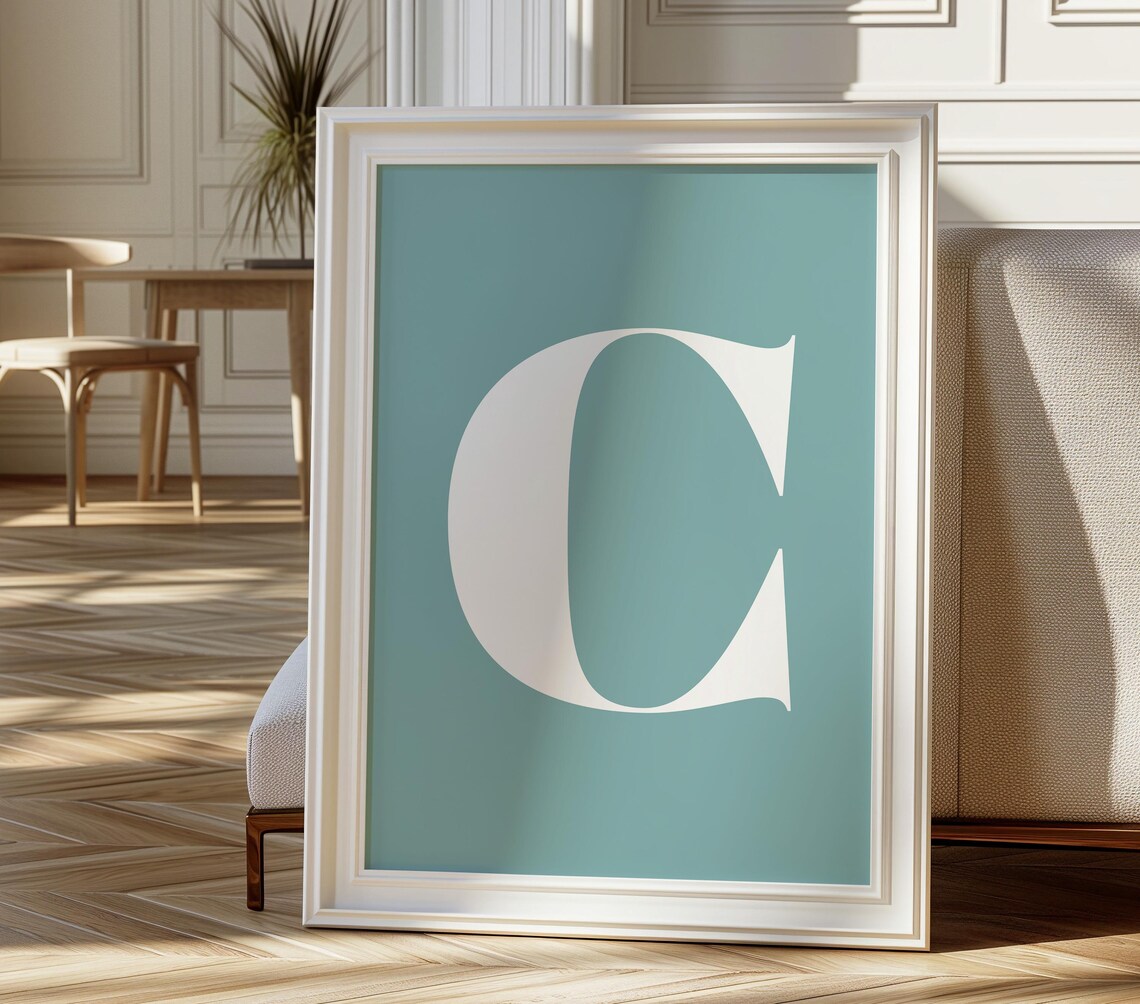 Retro Letter C Monogram, Pastel Letter Art - Image 2