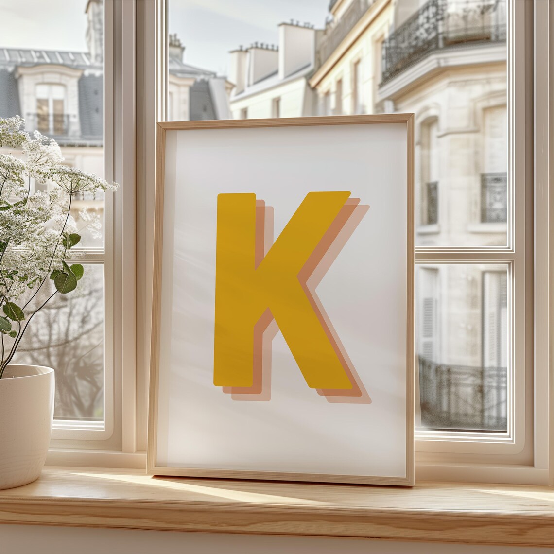 Retro 3D K Letter Print, Monogram Alphabet - Image 3
