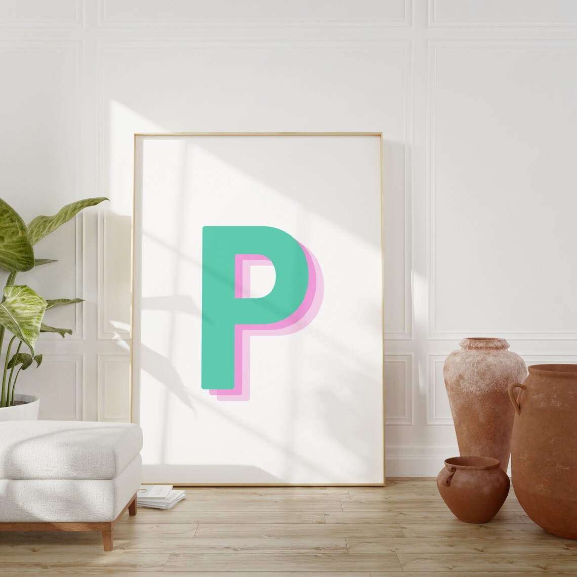 Retro 3D Letter P Monogram Alphabet Print - Image 5