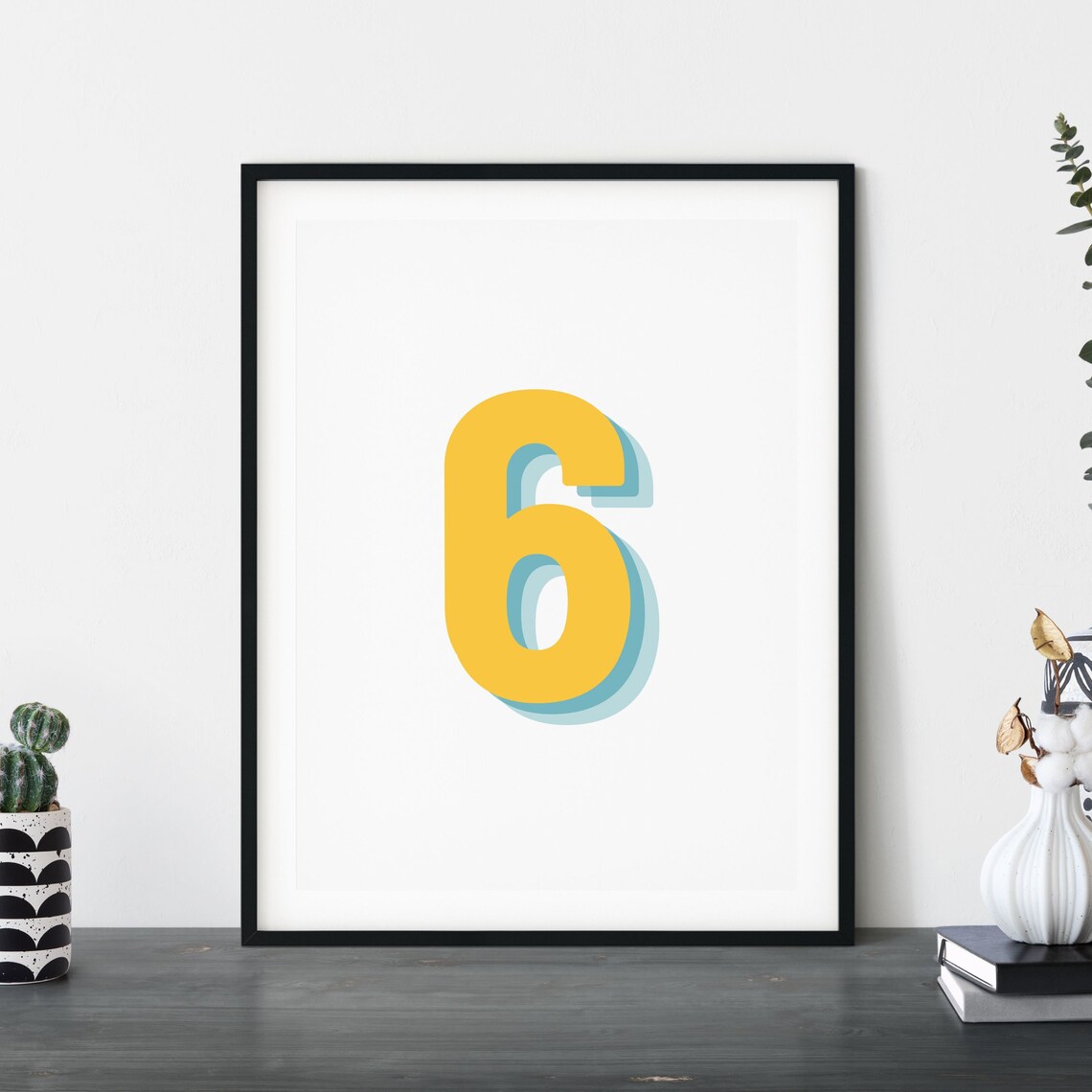 Retro 3D Number 6, Birthday Age Art Print - Image 5