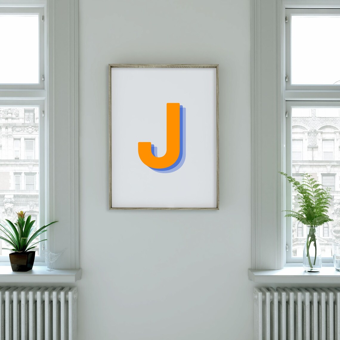 Retro 3D Letter J Monogram Alphabet Art Print - Image 2