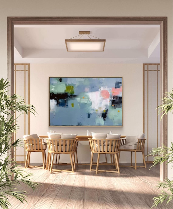 Colorful Abstract Art Print Large Neutral Wall Decor