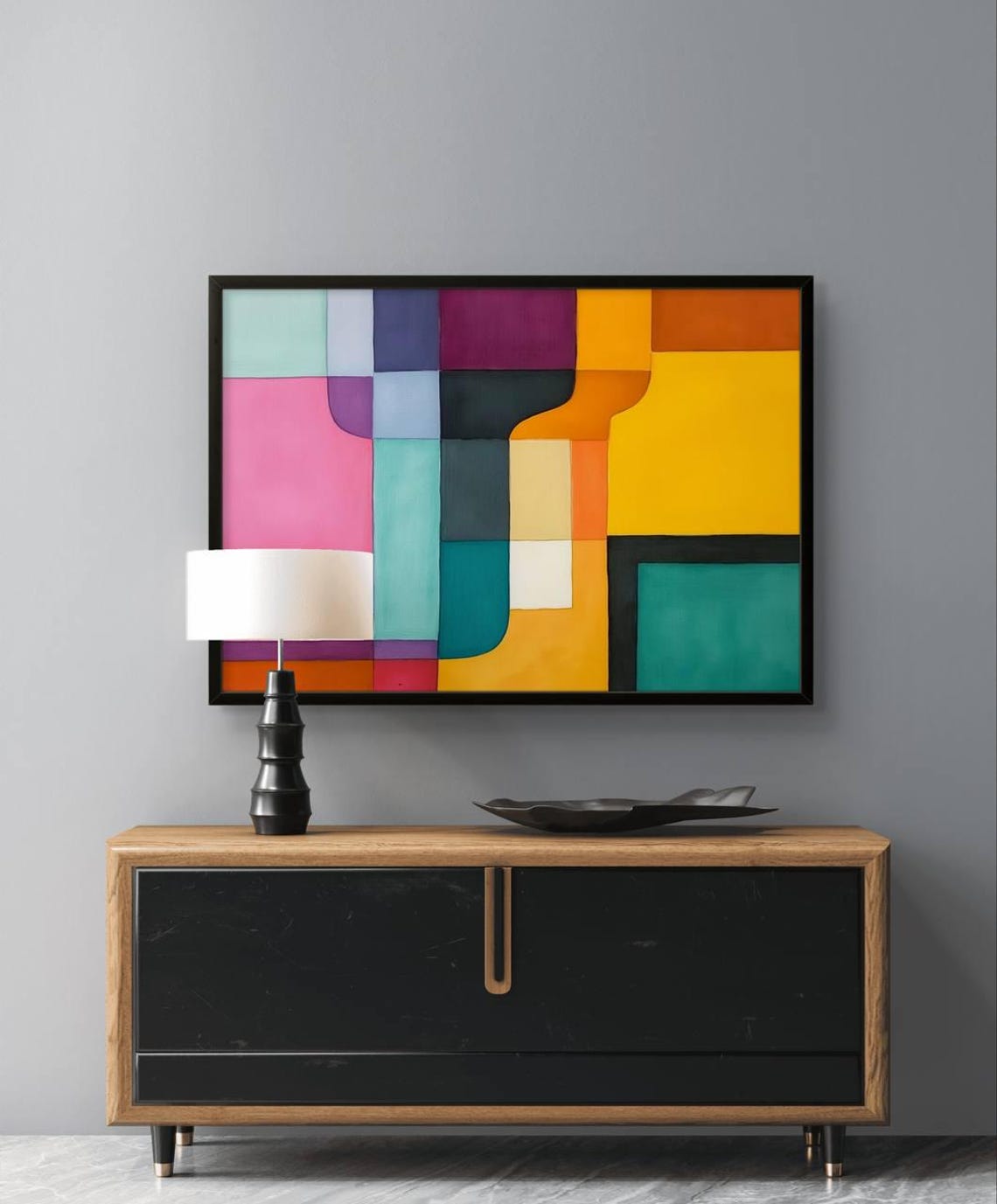 Midcentury Modern Geometric Wall Art Retro Abstract Print