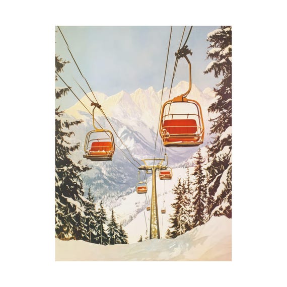 Winter Ski Resort Wall Art Vintage Ski Decor Winter Wall Art Skiing Home Decor Ski Resort Decor