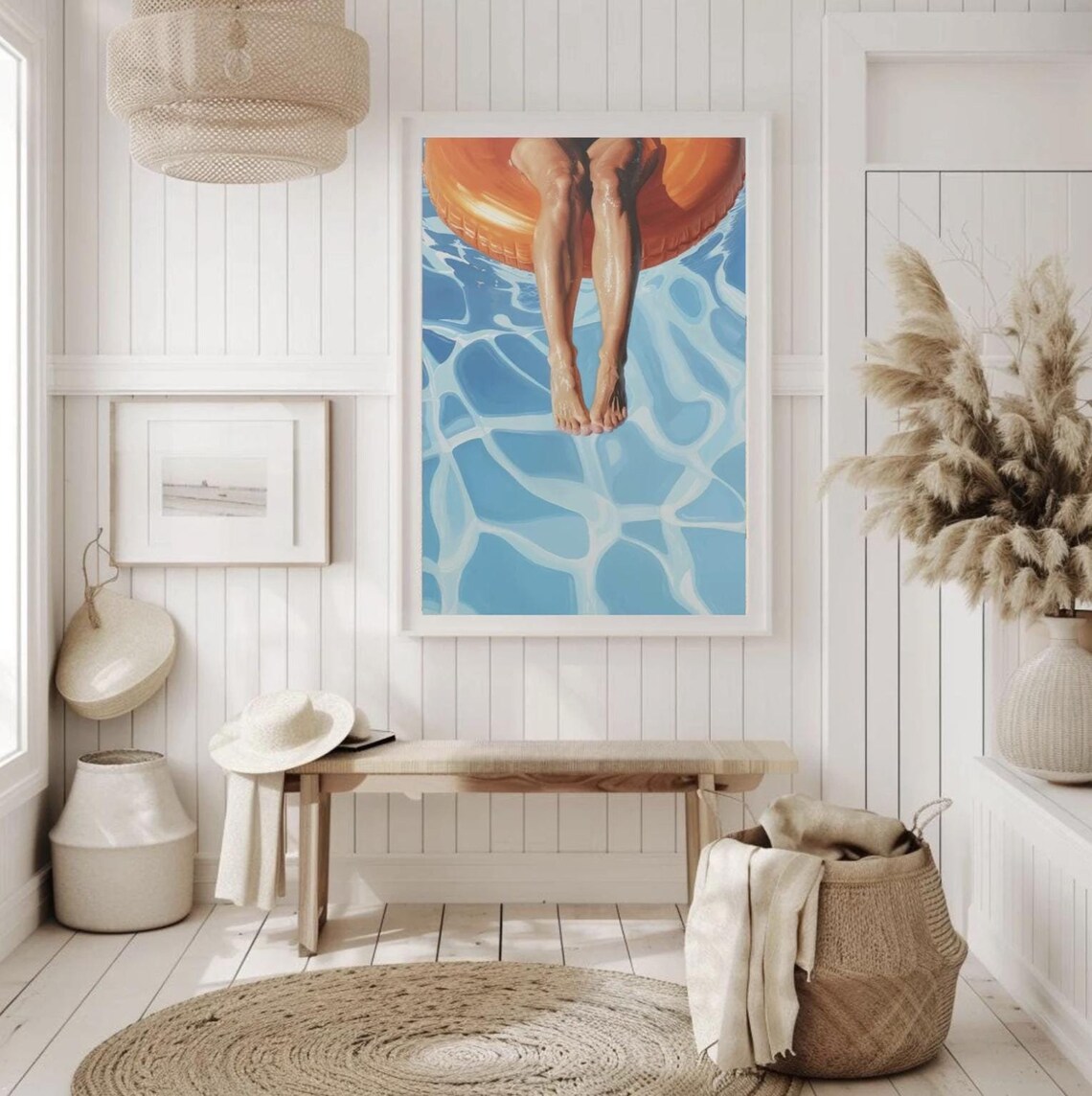 Swimming Pool Summer Beach Wall Art Print, Coastal