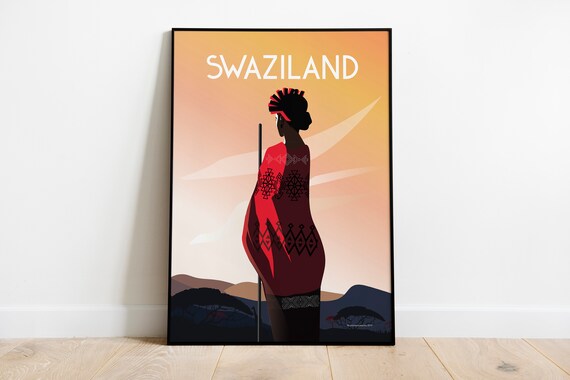 Swaziland Africa Travel Poster Enhanced Matte Paper Perfect For Your Wall Sizes Inches 8x10 12x16 18x24 24x36