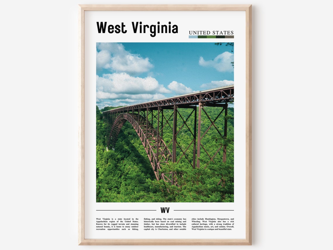 West Virginia Iconic New River Gorge Steel Bridge Forest Poster