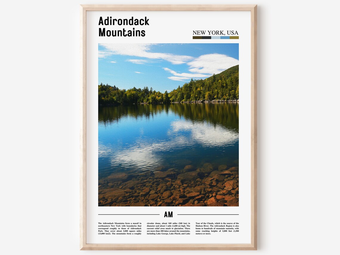 Adirondack Mountains New York Mirror Lake Forest Photo Poster