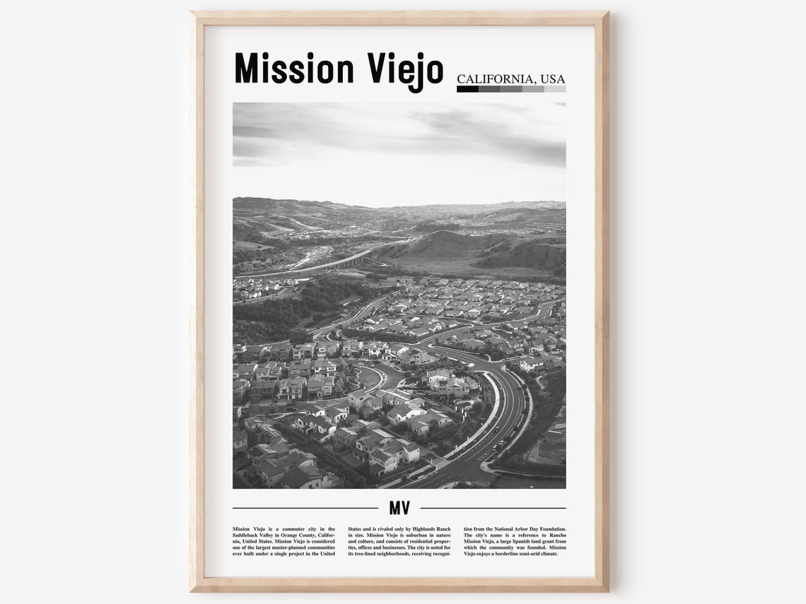 Mission Viejo Poster Black And White Mission Viejo Print Black And White Mission Viejo Wall Art Minimal Travel Print Travel Poster